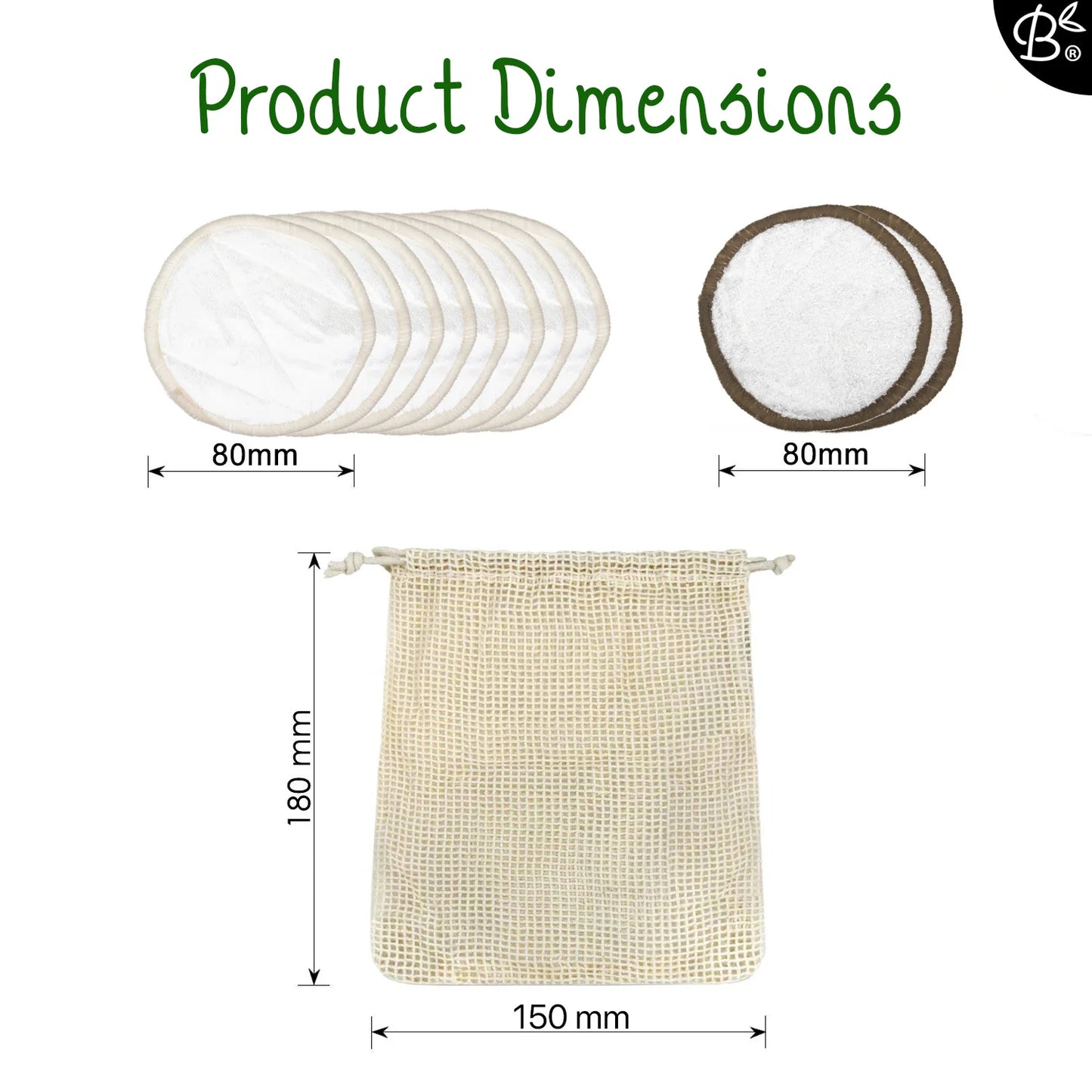 10x White Reusable Cotton Pads 2-layer