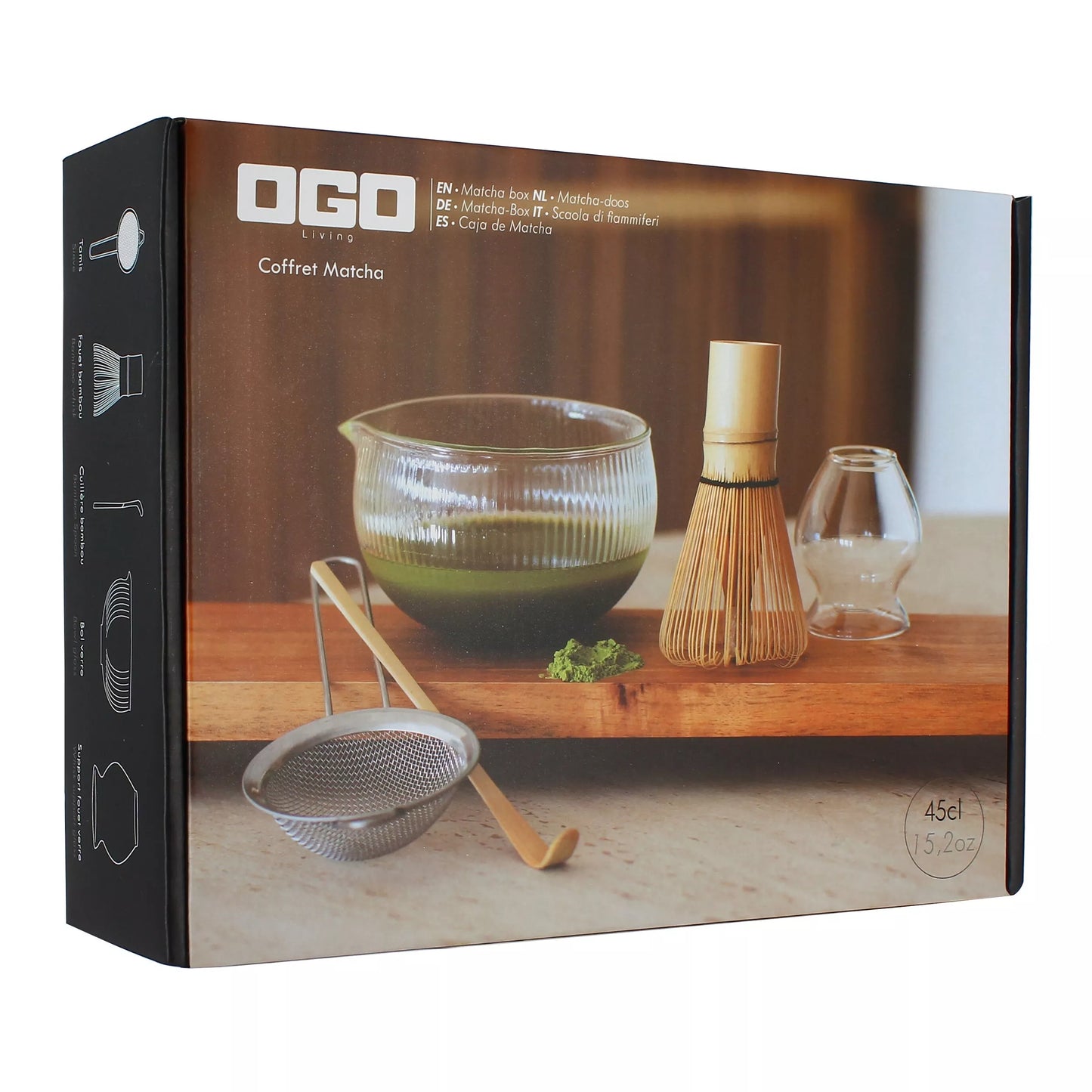 5-delige Matcha-set in bamboe en glas