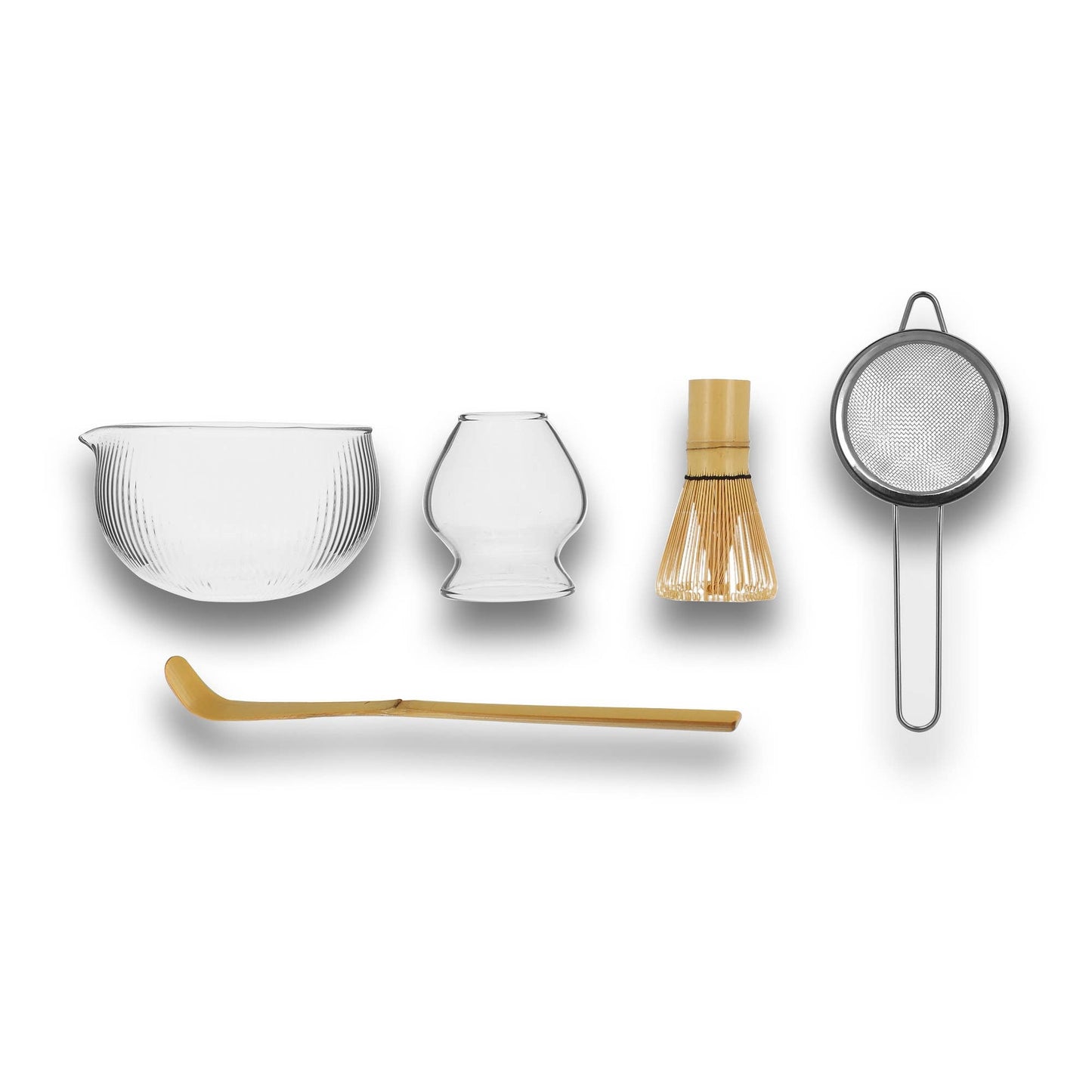 5-delige Matcha-set in bamboe en glas